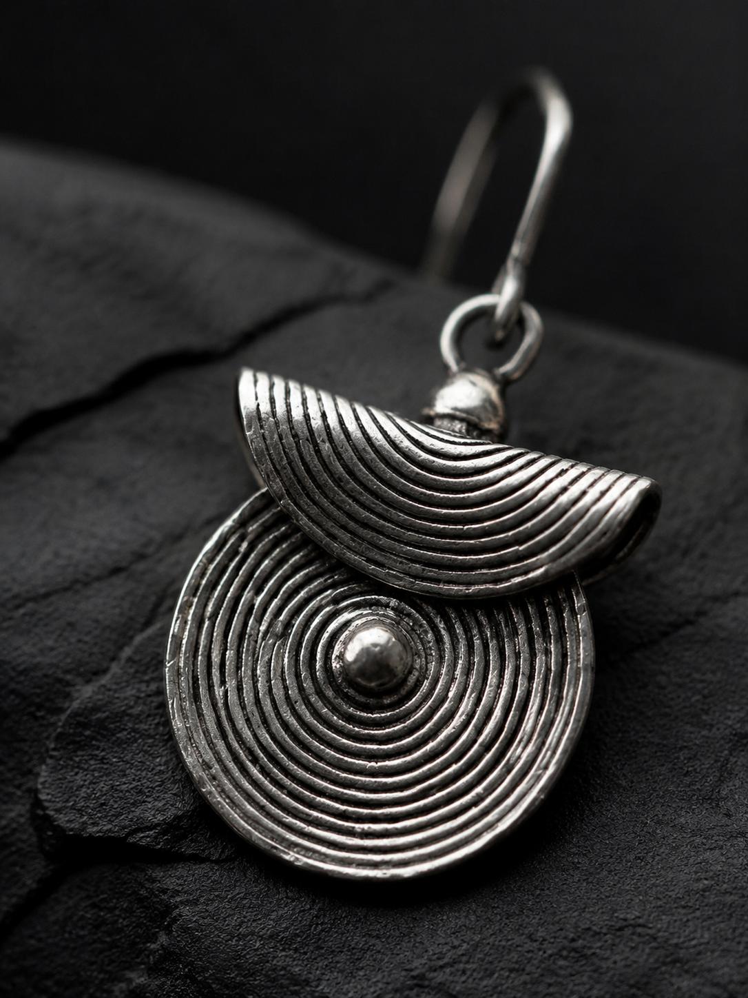 Handmade Vintage Tibetan Silver Spiral Drop Earrings