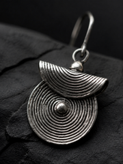 Handmade Vintage Tibetan Silver Spiral Drop Earrings