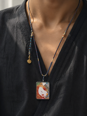 Handmade Tibetan White Tara Eye of Wisdom Thangka Necklace