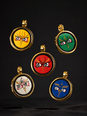 Hand-Painted Tibetan Thangka Buddha Eye Amulet Pendant