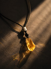 Tibetan Raw Citrine Crystal Pendant Necklace Adjustable Cord