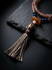 Men's Tibetan Red Agate & Lapis Lazuli 108 Mala Bracelet