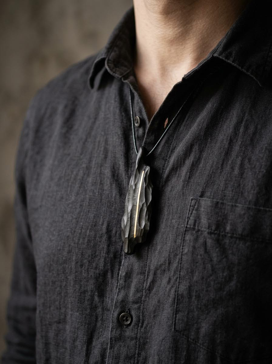 Tibetan Handcrafted Ebony & Copper Pendant Necklace