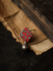 Vintage Tibetan Lacquer-Style Dangle Earrings