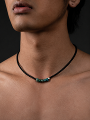 Tibetan Raw Turquoise & Black Agate Beaded Choker