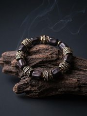 Tibetan Vintage Ebony Wood & Bronze Meditation Bracelet