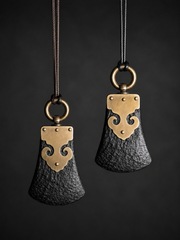 Hand-Carved Ebony & Brass Tibetan Amulet Necklace