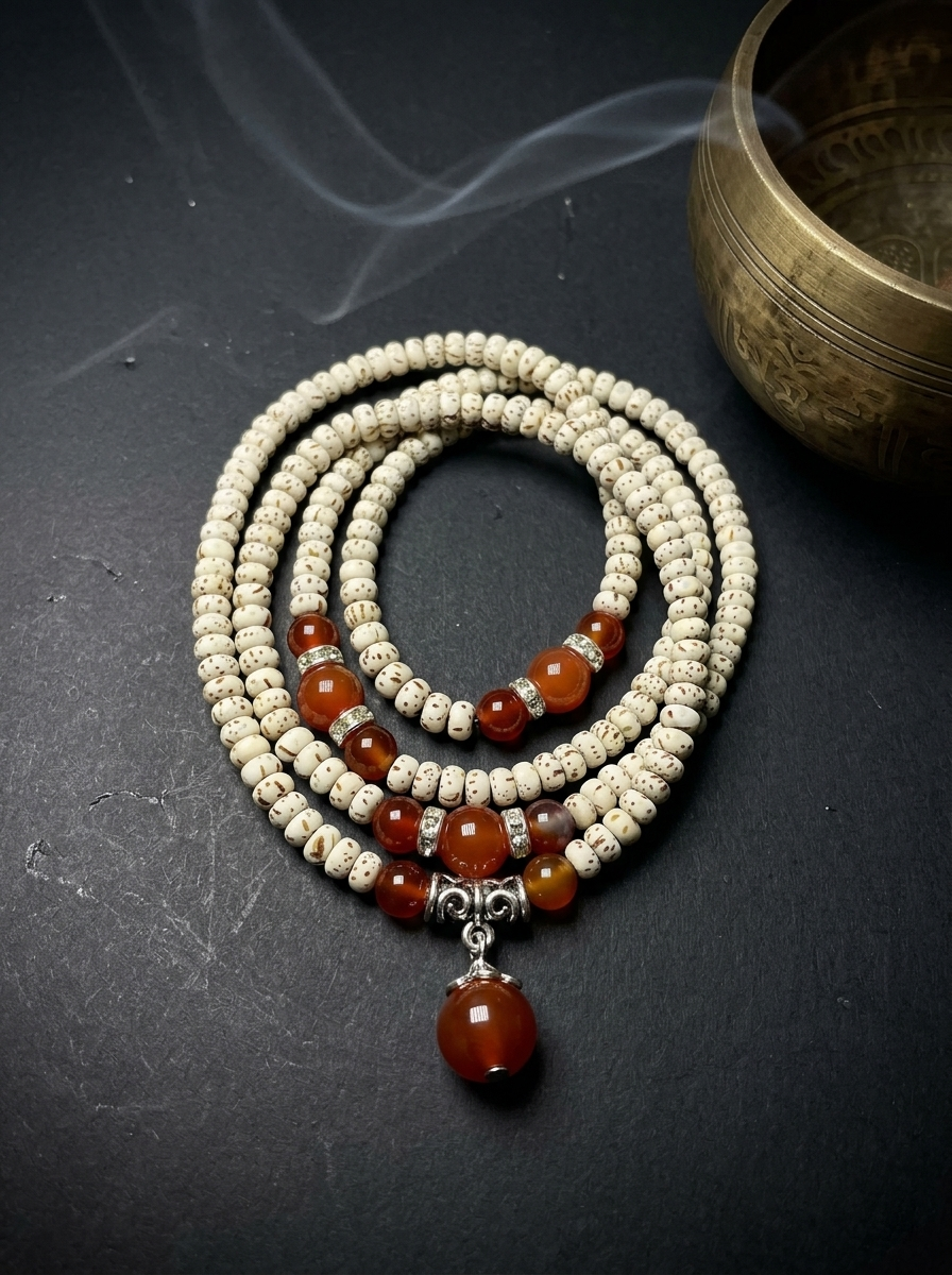 Authentic Tibetan Bodhi Seed & Agate Bracelet