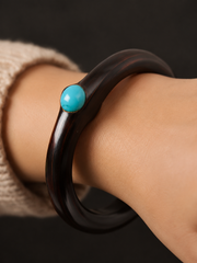 Authentic Tibetan Black Vine & Turquoise Bracelet