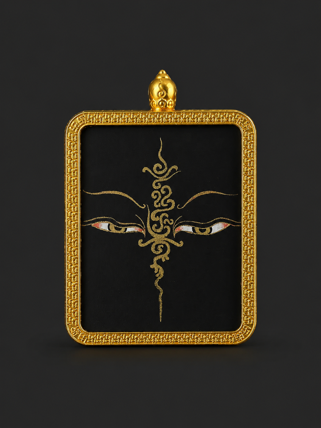 Hand-Painted Tibetan Buddha Eyes Thangka Pendant