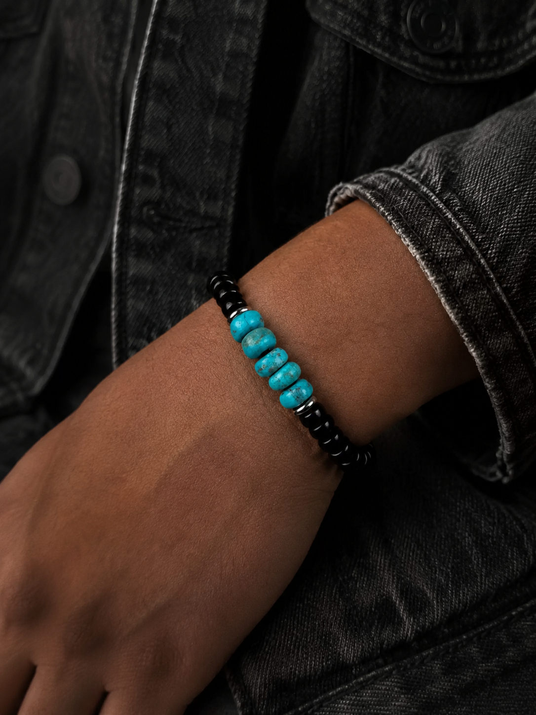 Vintage Tibetan Turquoise & Coconut Shell Bracelet