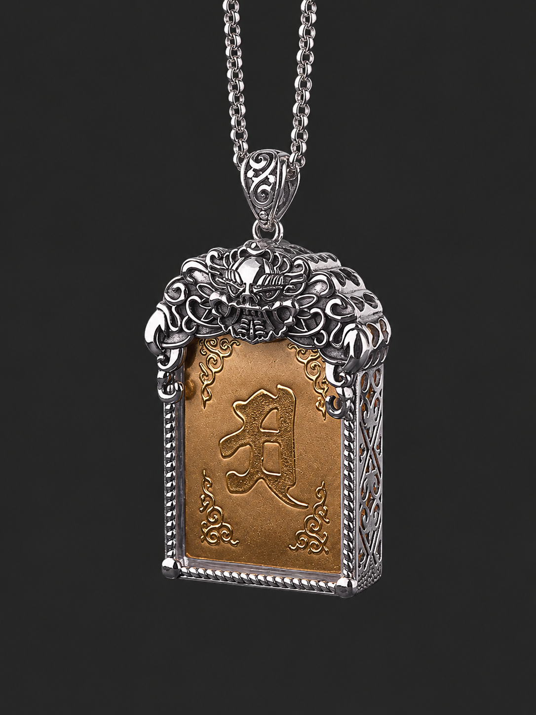 Vintage 925 Silver Tibetan Mantra Amulet Necklace