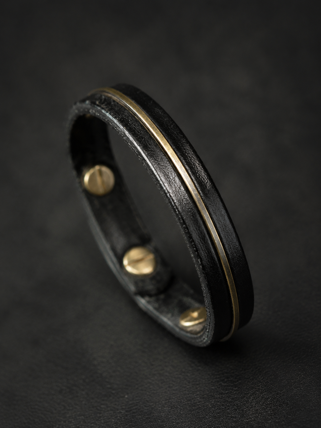 Vintage Tibetan Style Leather & Brass Couple Bracelet