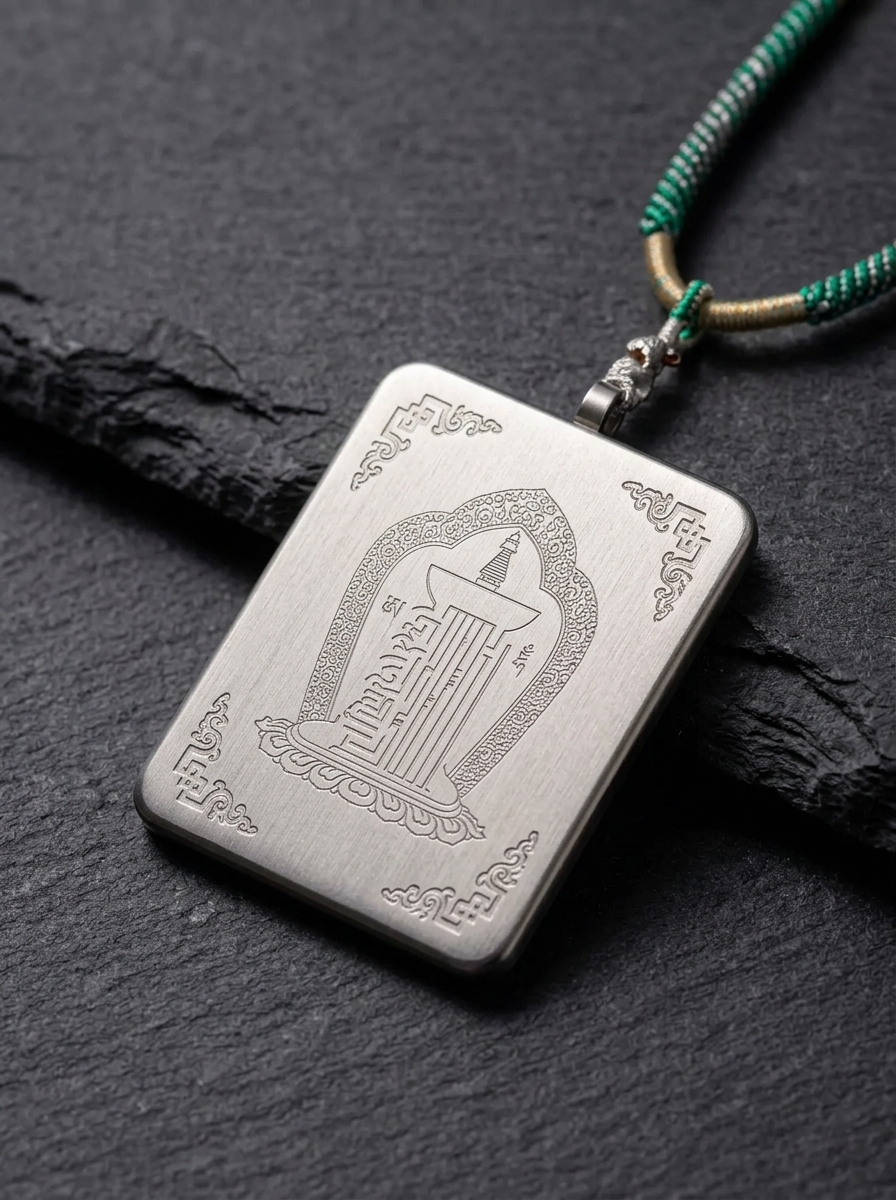 Tibetan Hand-Painted Green Tara Thangka Pendant Necklace