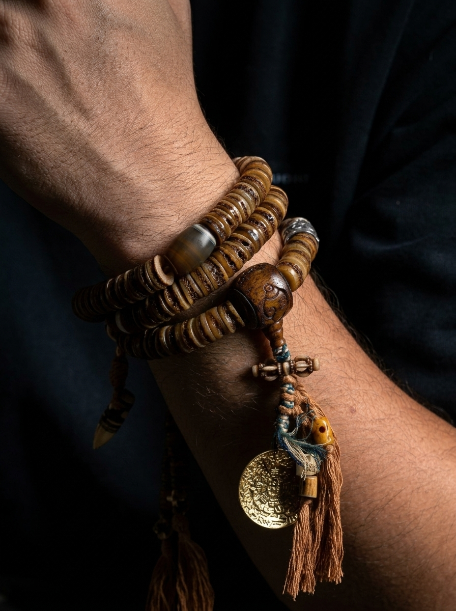 Authentic Tibetan Vintage Yak Bone 108 Mala Beads