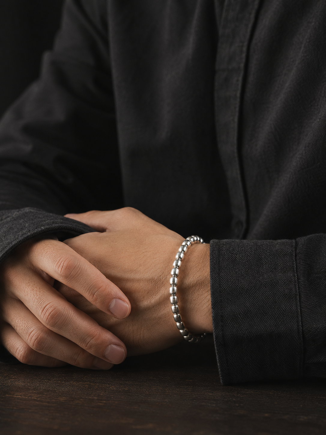 Tibetan 999 Fine Silver Barrel Bead Mala Bracelet