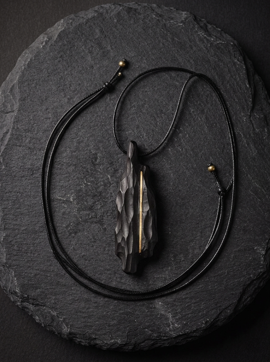 Tibetan Handcrafted Ebony & Copper Pendant Necklace