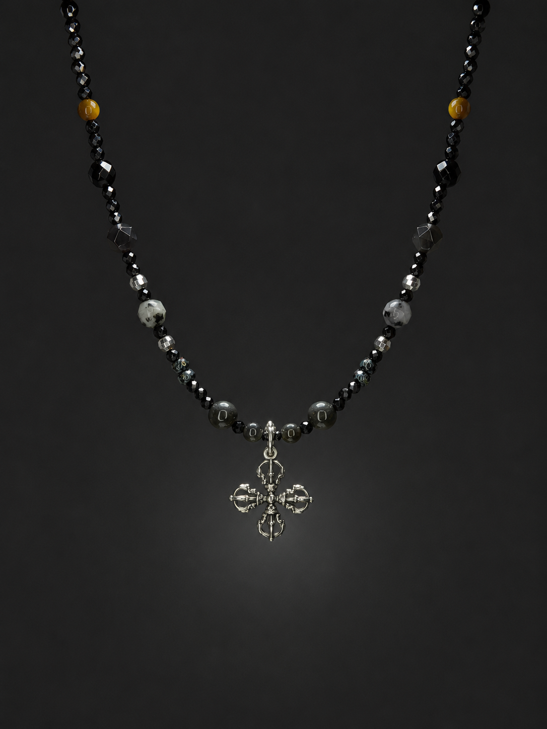 Vintage 925 Silver Crossed Vajra Tibetan Necklace