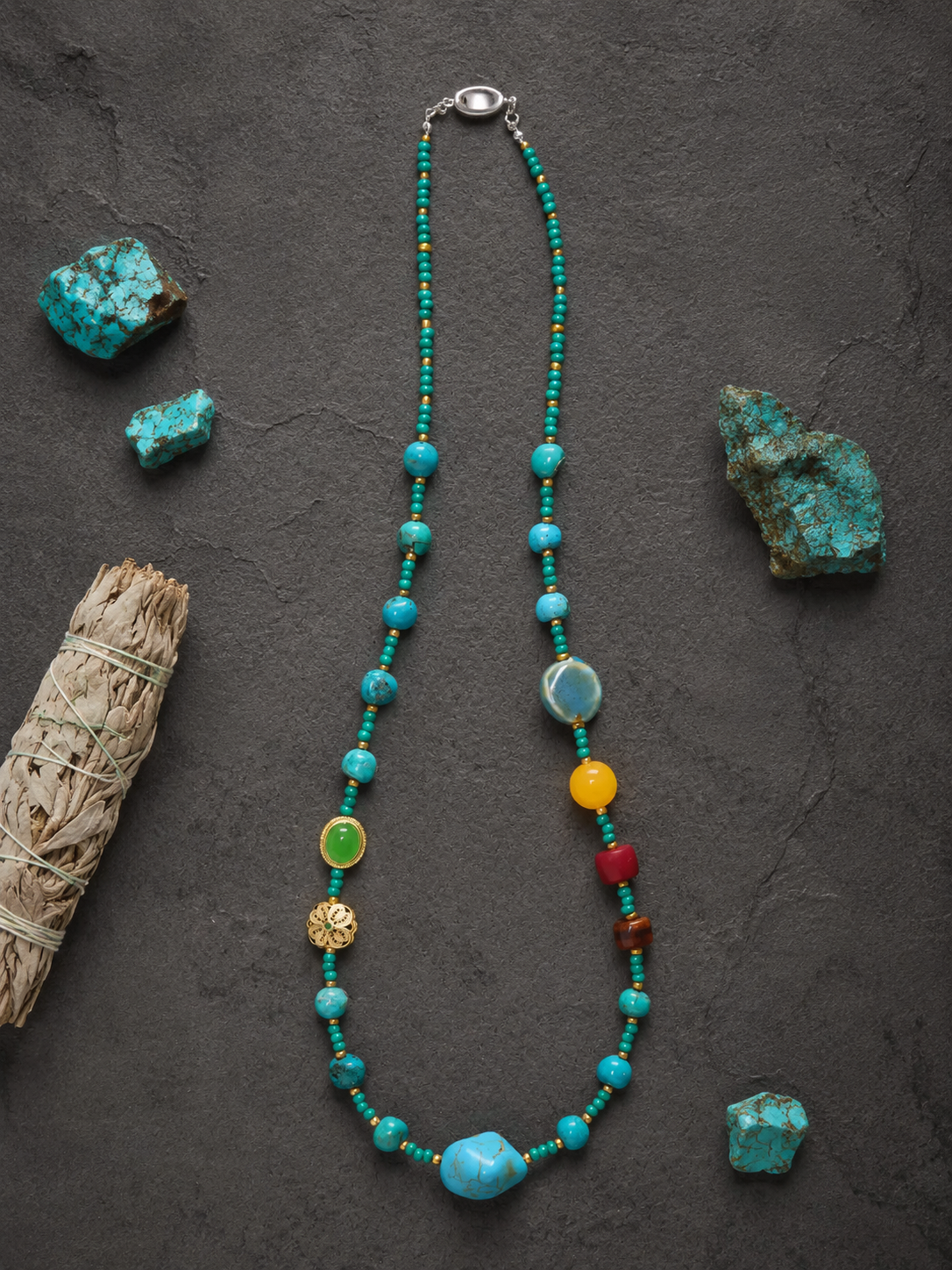 Authentic Tibetan Turquoise Beaded Necklace