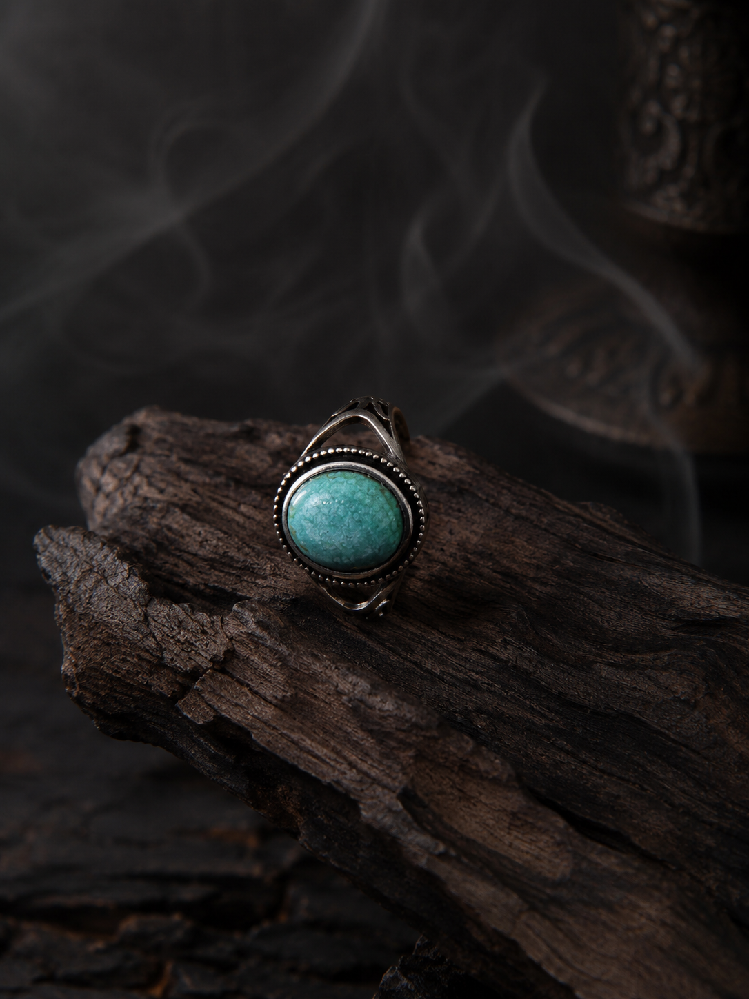 Vintage Tibetan Turquoise 925 Silver Adjustable Ring