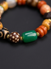 Tibetan Dzi Bead & Gemstone Spiritual Bracelet