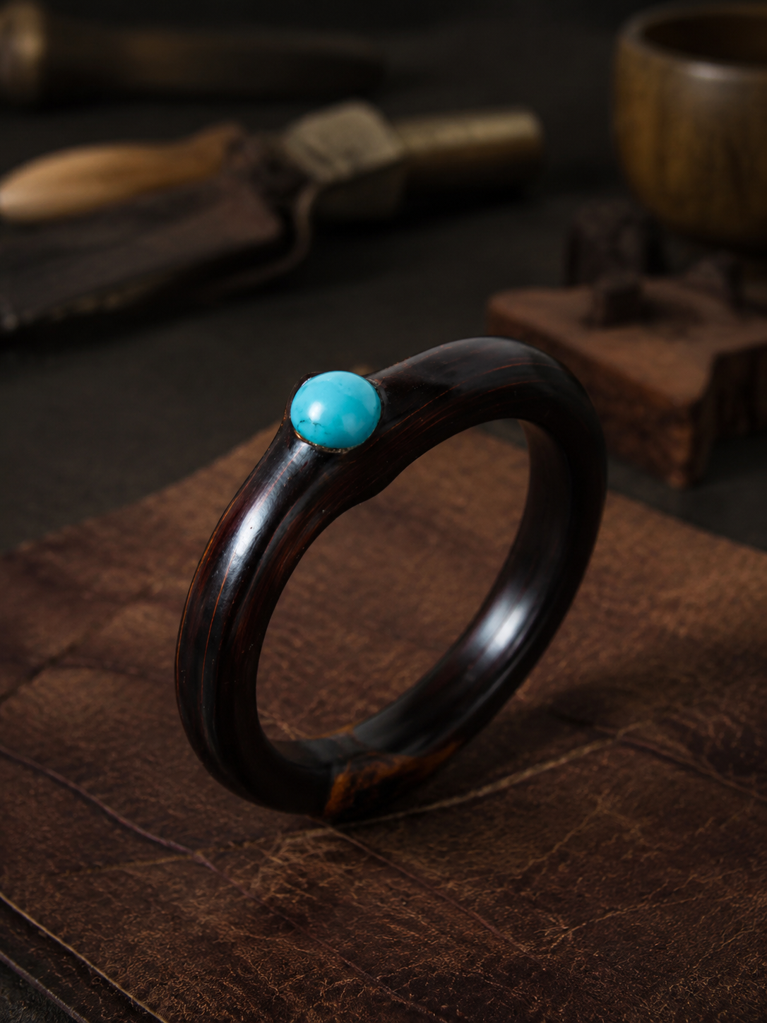 Authentic Tibetan Black Vine & Turquoise Bracelet