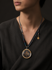 Hand-Painted Tibetan Kalachakra Mandala 925 Silver Pendant Necklace