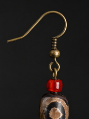 Vintage Tibetan Red Agate Dzi Earrings