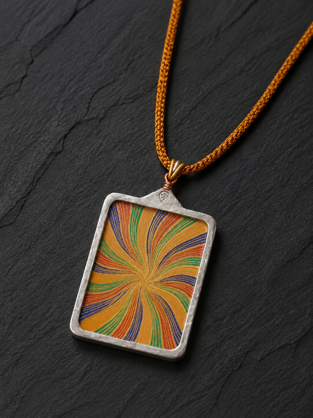 Tibetan Rainbow Thangka Pendant Hand-Woven Necklace