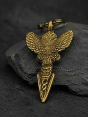 Vintage Brass Garuda Keychain - Handcrafted Tibetan Amulet