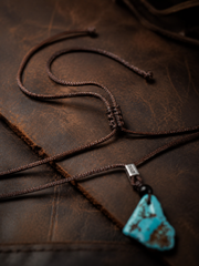 Tibetan Raw Turquoise S925 Silver Pendant Necklace
