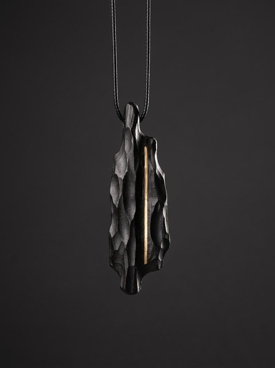 Tibetan Handcrafted Ebony & Copper Pendant Necklace