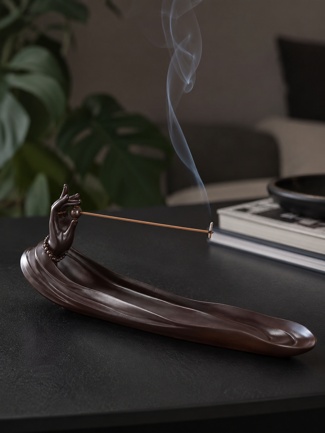 Embossed Ceramic Incense Holder for Tibetan Meditation