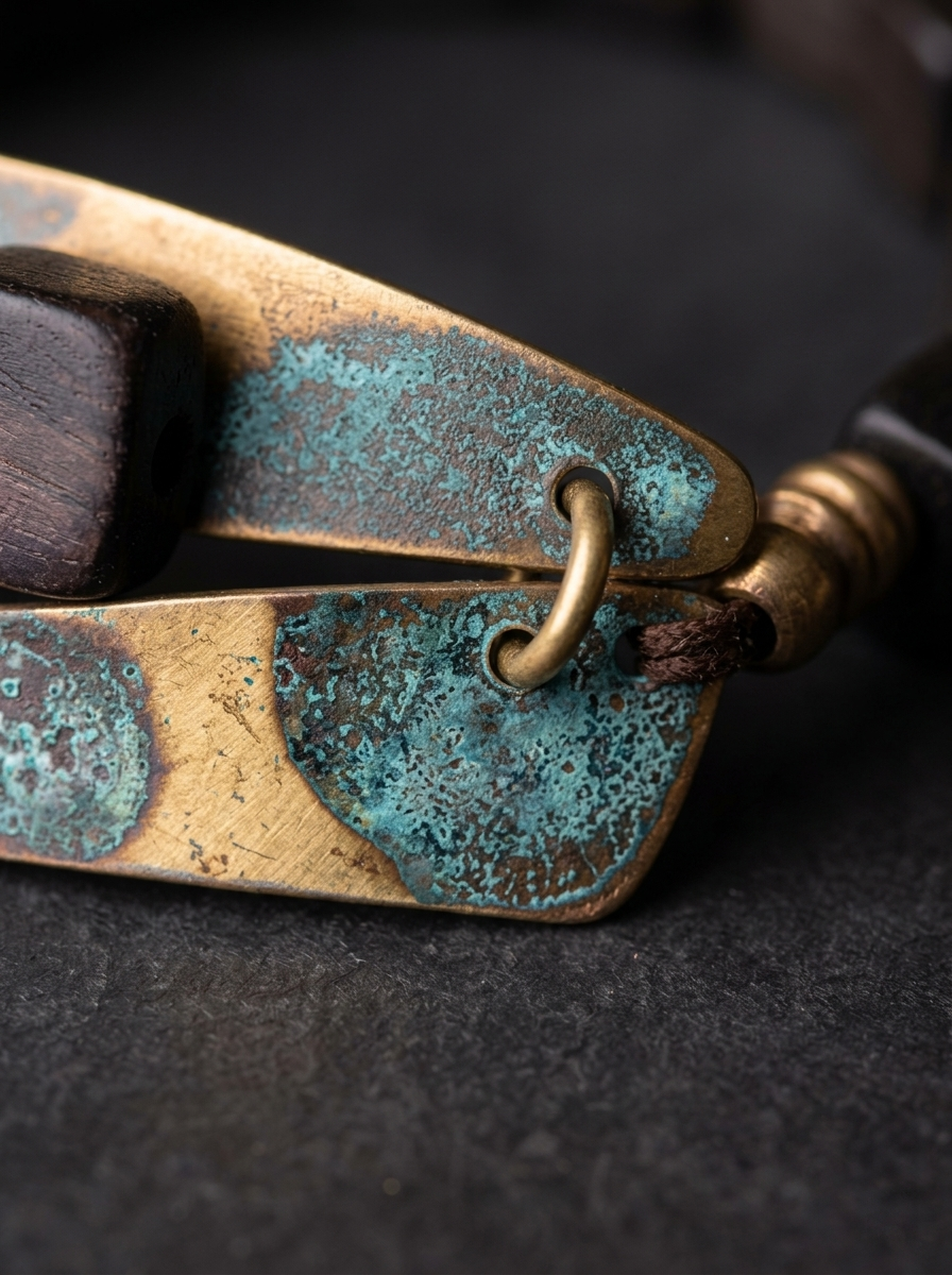 Tibetan Ebony Wood & Vintage Bronze Bracelet