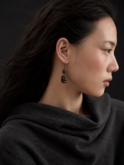 Vintage Tibetan Agarwood Gold-Inlaid Earrings