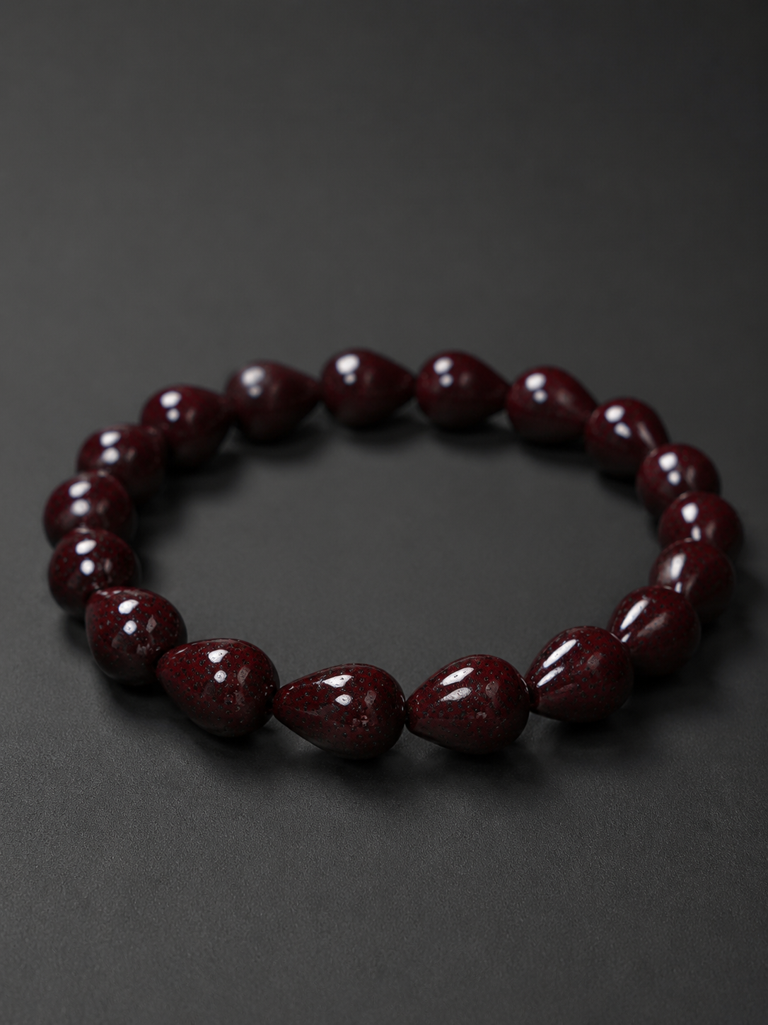 Tibetan Cinnabar Teardrop Bodhi Seed Mala Bracelet