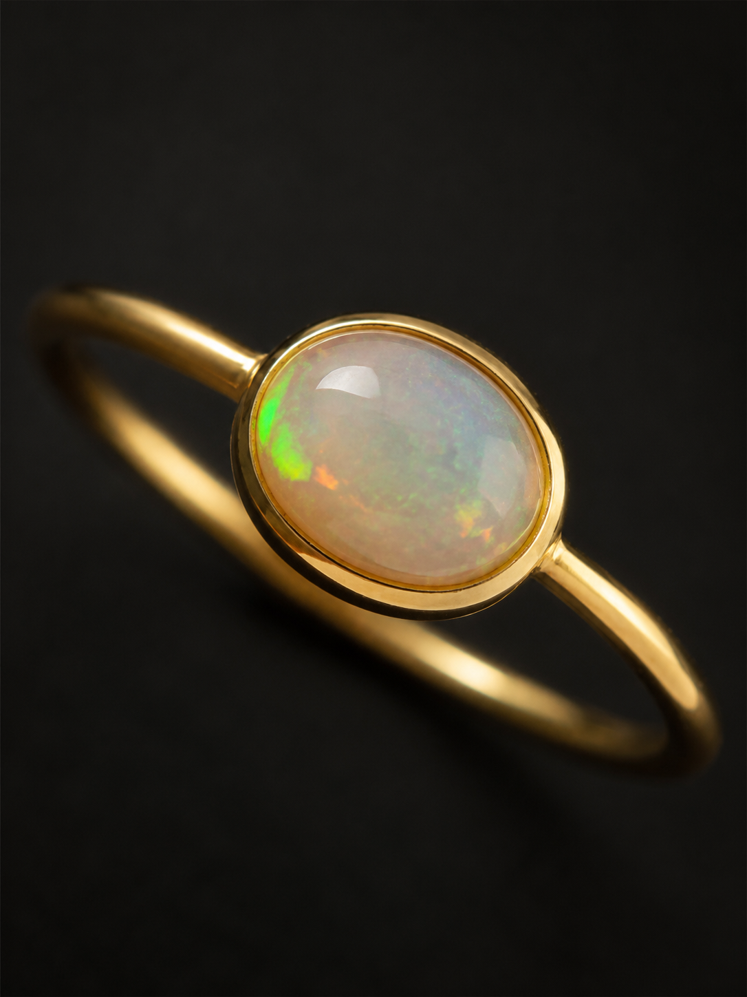 Vintage Oval Opal Ring - Gold Plated 925 Silver