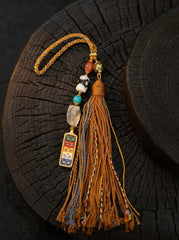 Hand-Painted Tibetan Dzi & Himalayan Crystal Charm