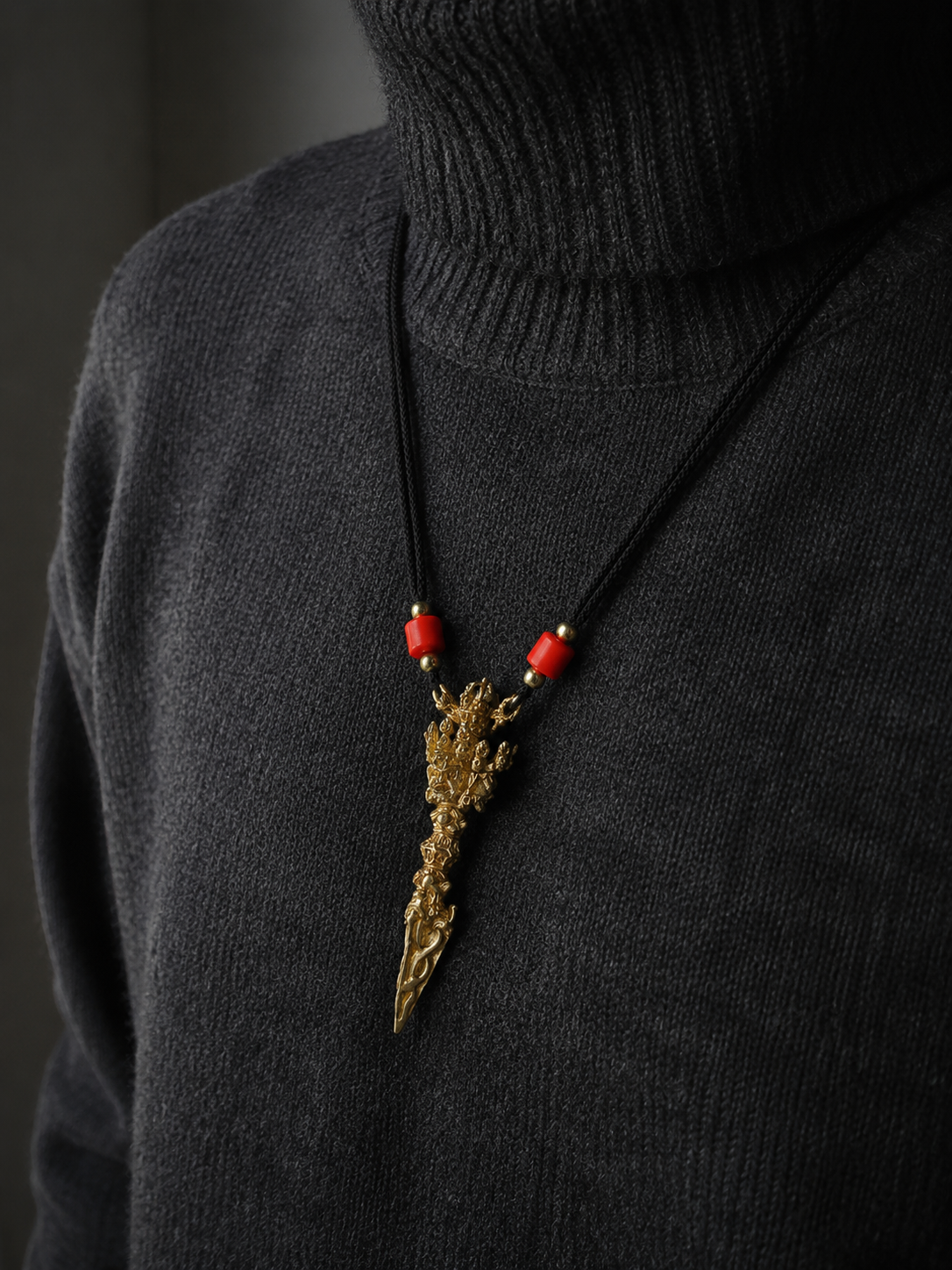 Tibetan Brass Phurba Vajra Pendant Amulet