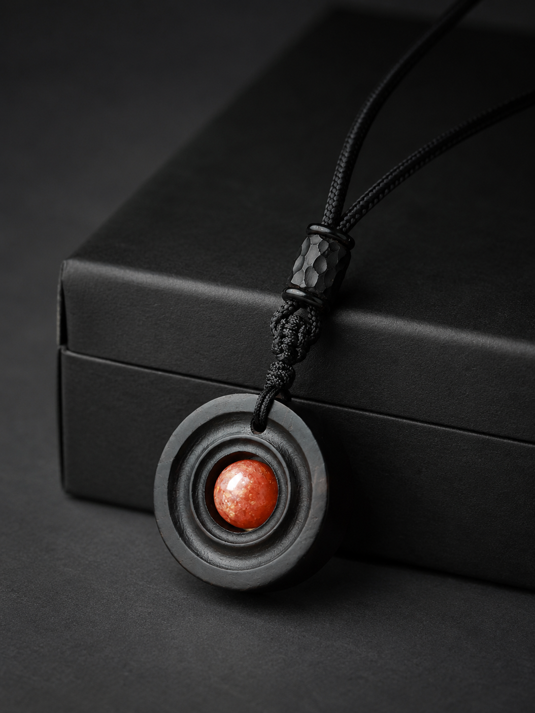 Tibetan Zen Ebony Wood Vortex Pendant Necklace