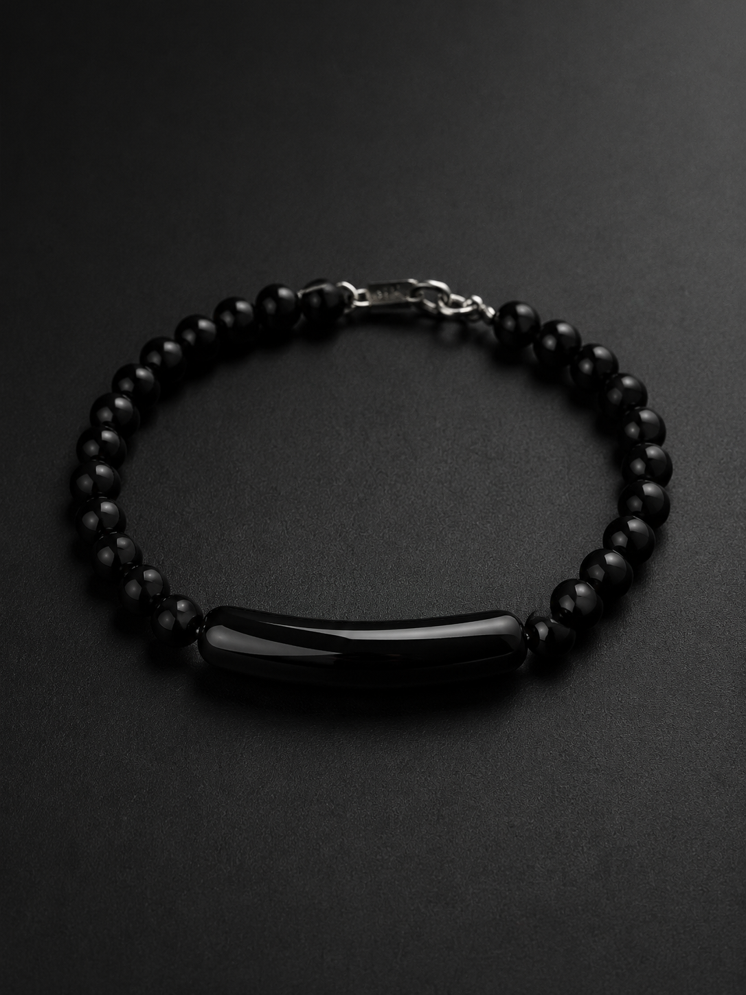 Tibetan Black Obsidian & Sterling Silver Bracelet
