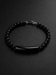 Tibetan Black Obsidian & Sterling Silver Bracelet