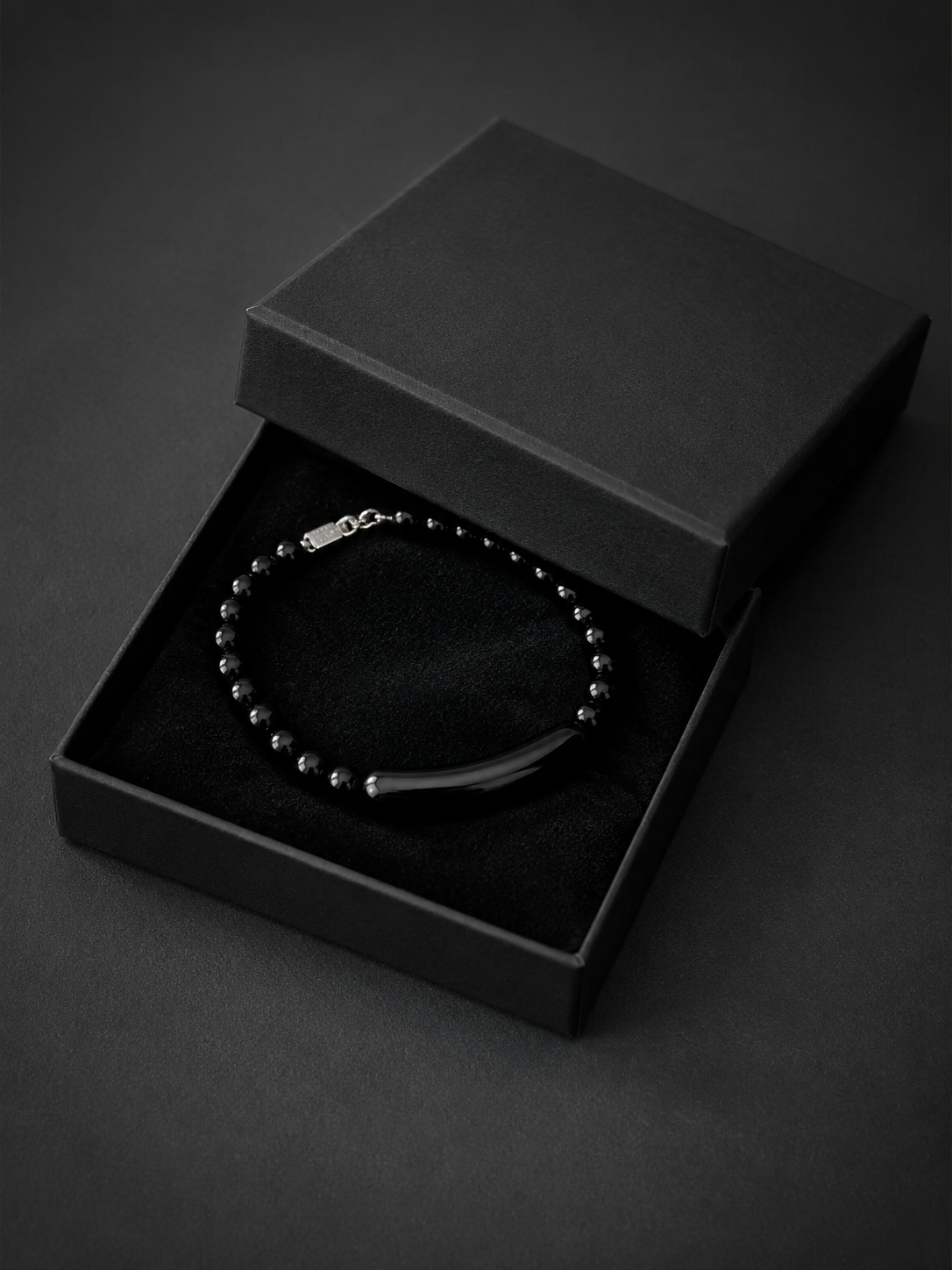 Tibetan Black Obsidian & Sterling Silver Bracelet
