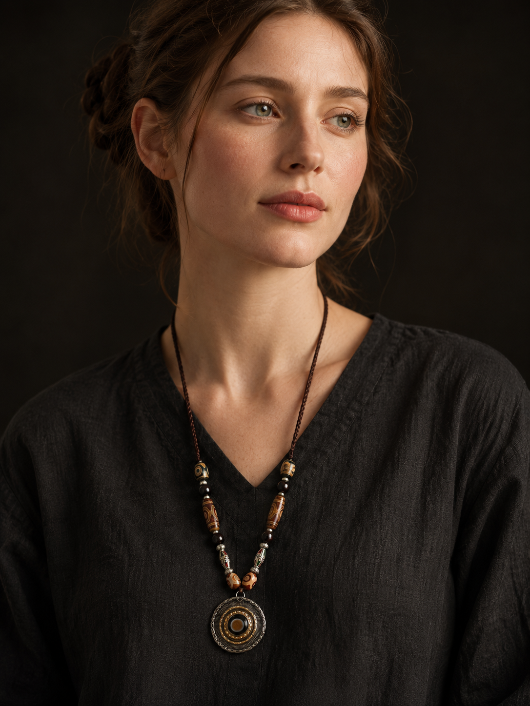 Tibetan Agate Dzi Bead Healing Necklace