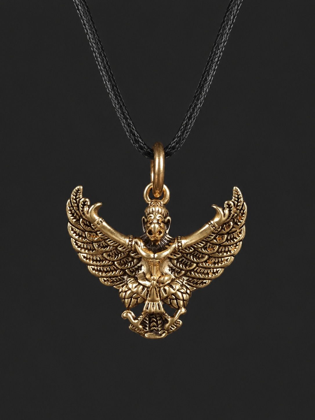Vintage Tibetan Brass Garuda Pendant Necklace