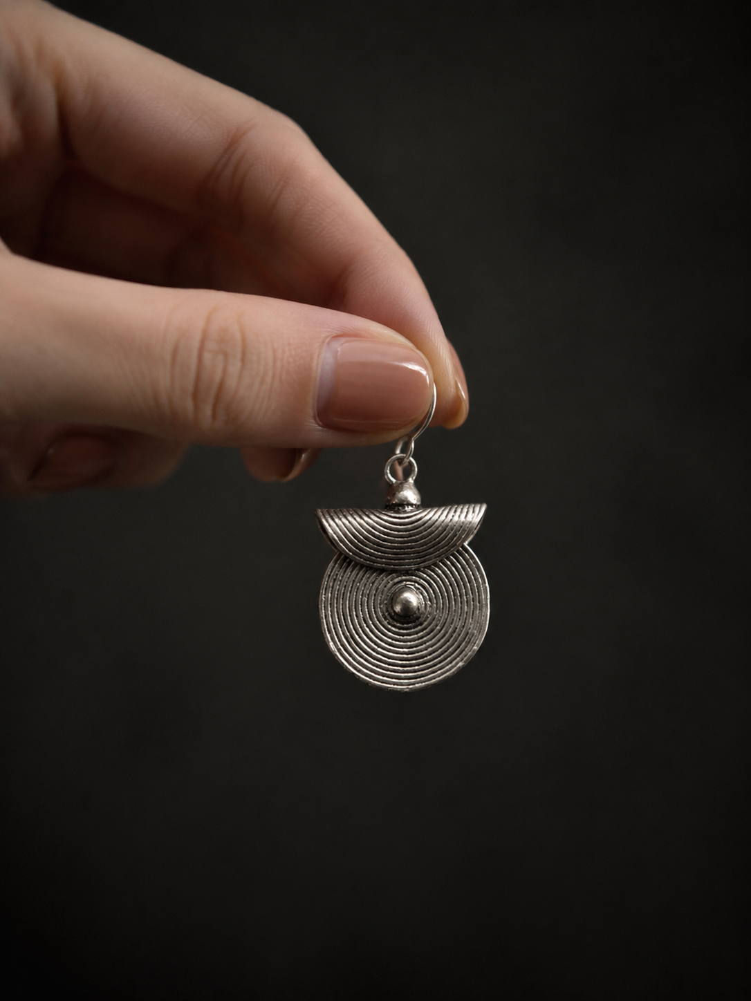 Handmade Vintage Tibetan Silver Spiral Drop Earrings