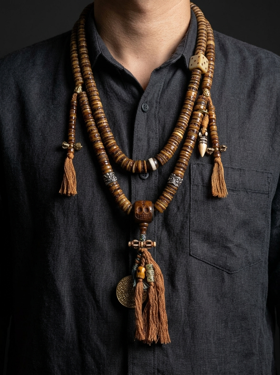 Authentic Tibetan Vintage Yak Bone 108 Mala Beads